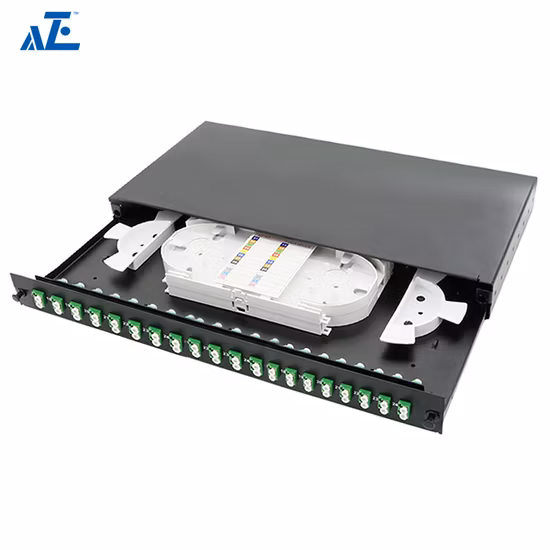 Aze Superior Quality Rack Mount 1u Fiber Optic ODF 24 Ports 24 Cores Fiber Optic Patch Panel