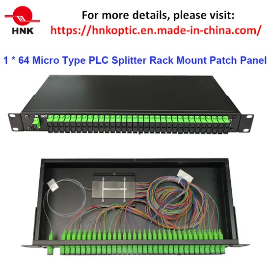 2: 8 PLC Splitter Rack Mount Fiber Optic Patch Panel 